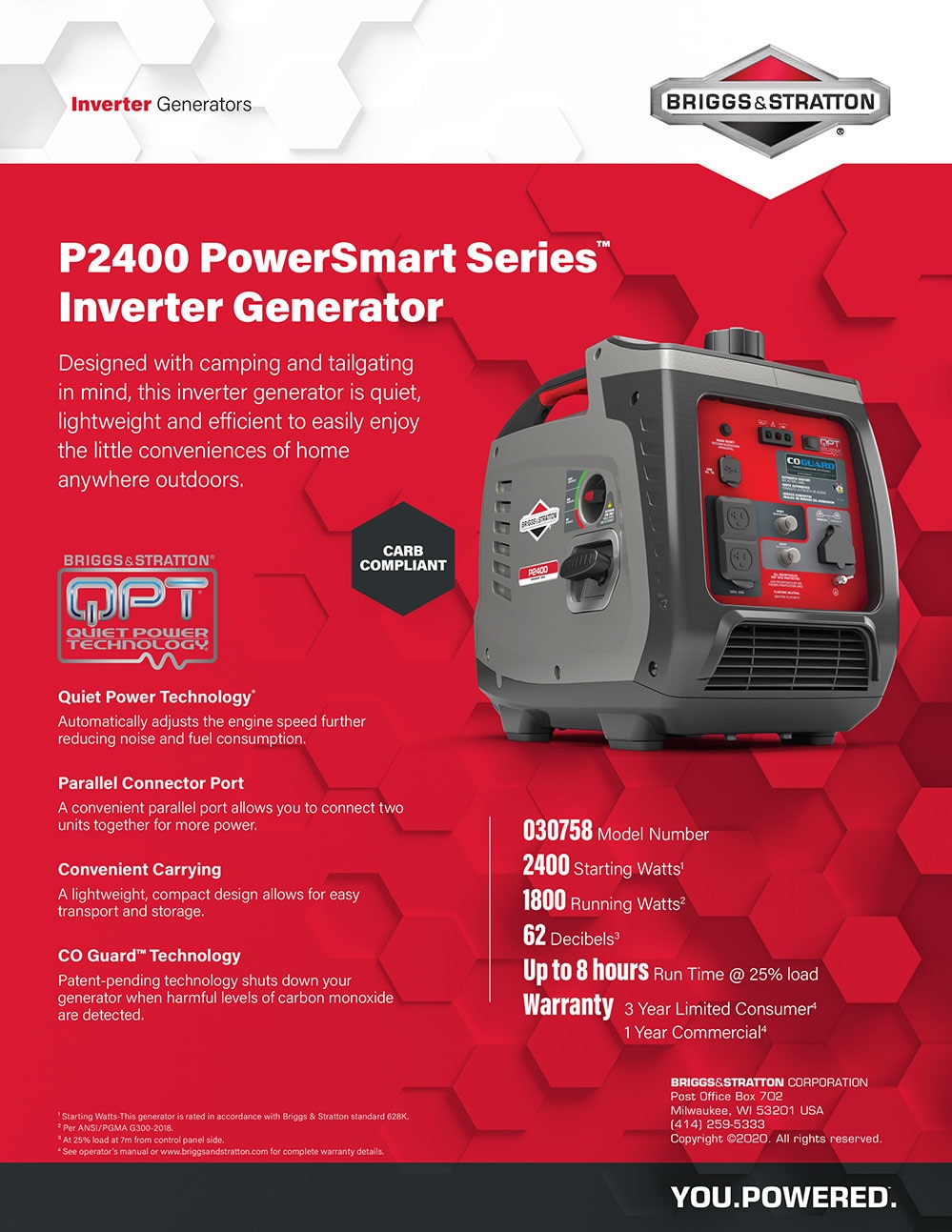 Briggs & Stratton P2400 PowerSmart Series 2400-Watt Recoil Start